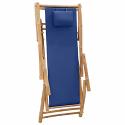 VidaXL 318596 sedia da esterno Terrazzo Seduta imbottita Bamboo, Poliestere Blu - Vista aggiuntiva 6