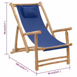 VidaXL 318596 sedia da esterno Terrazzo Seduta imbottita Bamboo, Poliestere Blu - Vista aggiuntiva 8