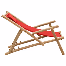 VidaXL 318597 sedia da esterno Terrazzo Seduta imbottita Bamboo, Poliestere Rosso - Vista aggiuntiva 4
