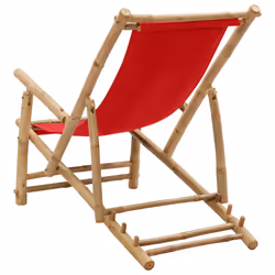 VidaXL 318597 sedia da esterno Terrazzo Seduta imbottita Bamboo, Poliestere Rosso - Vista aggiuntiva 5