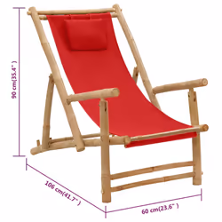VidaXL 318597 sedia da esterno Terrazzo Seduta imbottita Bamboo, Poliestere Rosso - Vista aggiuntiva 8