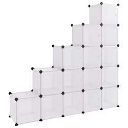 vidaXL Contenitore Cubo Portaoggetti con 15 Cubi e Ante Trasparente PP - Vista aggiuntiva 2