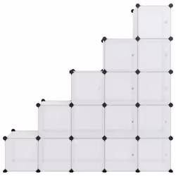 vidaXL Contenitore Cubo Portaoggetti con 15 Cubi e Ante Trasparente PP - Vista aggiuntiva 3