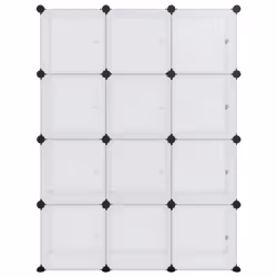 vidaXL Contenitore a Cubo con 12 Cubi e Ante Trasparente PP - Vista aggiuntiva 3
