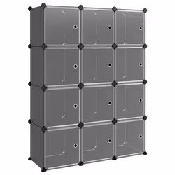 vidaXL Organizzatore Portaoggetti con 12 Cubi e Ante Trasparenti in PP - Vista aggiuntiva 2