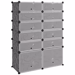 vidaXL Scarpiera Nera 94x37x125 cm in PP - Vista aggiuntiva 2