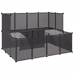 vidaXL Gabbia per Piccoli Animali Nera 143x107x93 cm in PP e Acciaio - Vista aggiuntiva 2