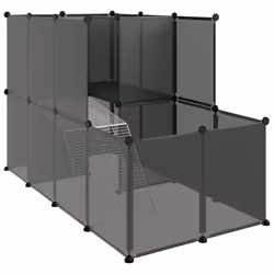 vidaXL Gabbia per Piccoli Animali Nera 142x74x93 cm in PP e Acciaio - Vista aggiuntiva 2