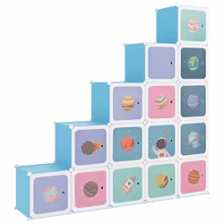 vidaXL Scaffale Portaoggetti per Bambini con 15 Cubi Blu in PP - Vista aggiuntiva 2