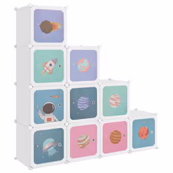 vidaXL Armadio a Cubi per Bambini con 10 Cubi Bianco PP - Vista aggiuntiva 2