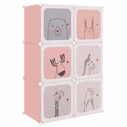 vidaXL Scaffale Portaoggetti per Bambini con 6 Cubi Rosa in PP - Vista aggiuntiva 2