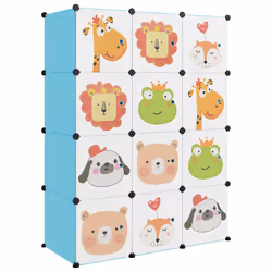 vidaXL Scaffale Portaoggetti per Bambini con 12 Cubi Blu in PP - Vista aggiuntiva 2