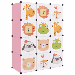 vidaXL Scaffale Portaoggetti per Bambini con 12 Cubi Rosa in PP - Vista aggiuntiva 2