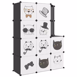 vidaXL Scaffale Portaoggetti per Bambini con 10 Cubi Neri in PP - Vista aggiuntiva 2