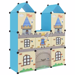 vidaXL Scaffale Portaoggetti per Bambini con 8 Cubi Blu in PP - Vista aggiuntiva 2