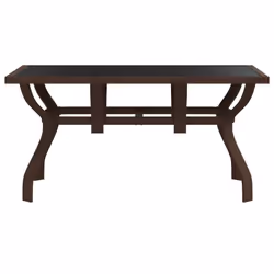 vidaXL Tavolo da Giardino Marrone e Nero 140x70x70 cm Acciaio e Vetro - Vista aggiuntiva 3