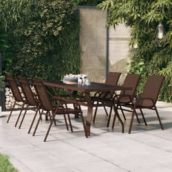 Vidaxl - Tavolo da Giardino Marrone e Nero 180x80x70 cm Acciaio e Vetro