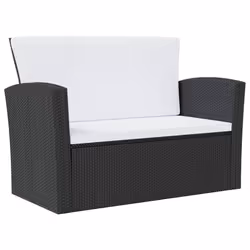 vidaXL Set Divani da Giardino 8 pz con Cuscini in Polyrattan Nero - Vista aggiuntiva 3
