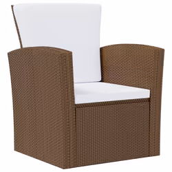 vidaXL Set Divani da Giardino 8 pz con Cuscini in Polyrattan Marrone - Vista aggiuntiva 3