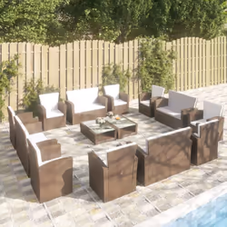 Create un'area lounge rilassante con questo set da giardino in polyrattan. Grazie al suo design elegante, diventerà il punto ...