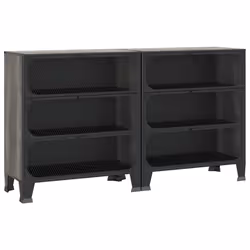 vidaXL Armadi Portaoggetti 2 pz Grigi 72x36x82 cm Metallo e MDF - Vista aggiuntiva 2