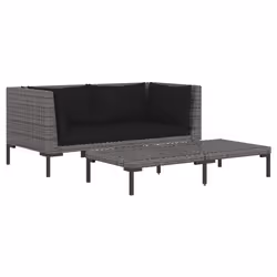 Set Divani da Giardino 3 pz Grigio Scuro Polyrattan Mezzo Tondocod mxl 71380 - Vista aggiuntiva 2