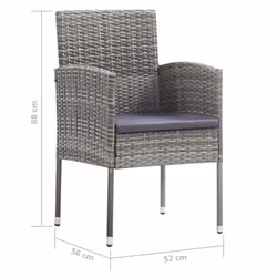 VidaXL 318705 sedia da esterno Terrazzo Seduta imbottita Rattan sintetico, Acciaio Grigio - Vista aggiuntiva 7