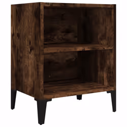 vidaXL Comodino con Gambe in Metallo Rovere Fumo 40x30x50 cm - Vista aggiuntiva 2