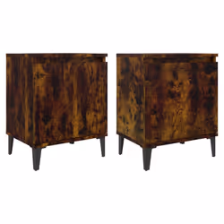 vidaXL Comodini con Gambe in Metallo Rovere Fumo 40x30x50 cm - Vista aggiuntiva 2