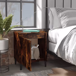 vidaXL Comodini con Gambe in Metallo Rovere Fumo 40x30x50 cm - Vista aggiuntiva 3