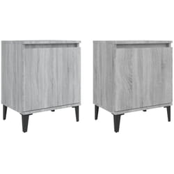Comodini con Gambe in Metallo Grigio Sonoma 40x30x50 cm vidaXL