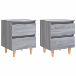 vidaXL Comodini Gambe in Legno Massello 2 pz Grigio Sonoma 40x30x50 cm - Vista aggiuntiva 2