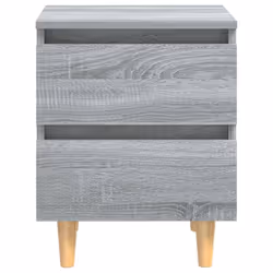 vidaXL Comodini Gambe in Legno Massello 2 pz Grigio Sonoma 40x30x50 cm - Vista aggiuntiva 3