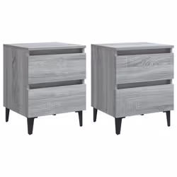 vidaXL Comodini con Gambe in Metallo 2 pz Grigio Sonoma 40x35x50 cm - Vista aggiuntiva 2
