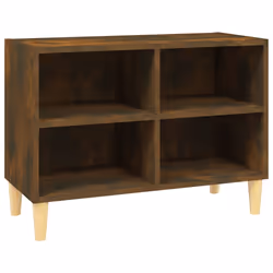 vidaXL Mobile TV con Gambe in Legno Massello Rovere Fumo 69,5x30x50 cm - Vista aggiuntiva 2