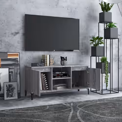 vidaXL Mobile TV con Gambe in Metallo Grigio Sonoma 103,5x35x50 cm - Vista aggiuntiva 3