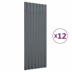 vidaXL Pannelli per Tetto 12 pz Acciaio Zincato Antracite 100x36 cm - Vista aggiuntiva 2