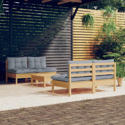 vidaXL Set Divani da Giardino 5 pz con Cuscini Grigi Massello di Pino