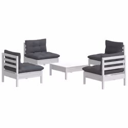 Set Divani da Giardino 5 pz con Cuscini Antracite Legno di Pinocod mxl 121438 - Vista aggiuntiva 3