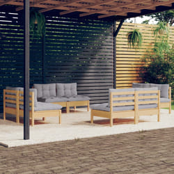 vidaXL Set Divani da Giardino 8 pz con Cuscini Grigi Massello di Pino