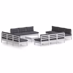 vidaXL Set Divani da Giardino 13 pz e Cuscini Antracite Legno di Pino - Vista aggiuntiva 2