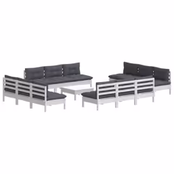 vidaXL Set Divani da Giardino 13 pz e Cuscini Antracite Legno di Pino - Vista aggiuntiva 3