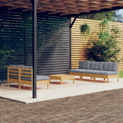 vidaXL Set Divani da Giardino 6 pz con Cuscini Grigi Massello di Pino