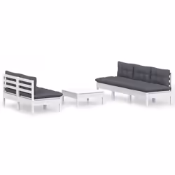 vidaXL Set Divani da Giardino 6 pz con Cuscini Antracite Legno di Pino - Vista aggiuntiva 2