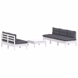 vidaXL Set Divani da Giardino 6 pz con Cuscini Antracite Legno di Pino - Vista aggiuntiva 3