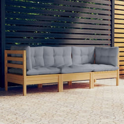 Vidaxl - Divano da Giardino a 3 Posti con Cuscini Grigi Massello di Pino