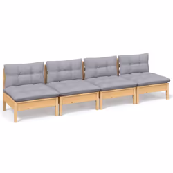 Divano da Giardino a 4 Posti con Cuscini Grigi Massello di Pinocod mxl 97506 - Vista aggiuntiva 2