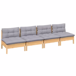 Divano da Giardino a 4 Posti con Cuscini Grigi Massello di Pinocod mxl 97506 - Vista aggiuntiva 3