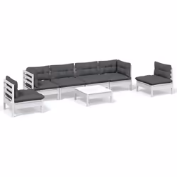 vidaXL Set Salotto da Giardino 7pz con Cuscini Legno Massello di Pino - Vista aggiuntiva 2