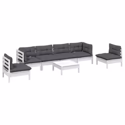 vidaXL Set Salotto da Giardino 7pz con Cuscini Legno Massello di Pino - Vista aggiuntiva 3